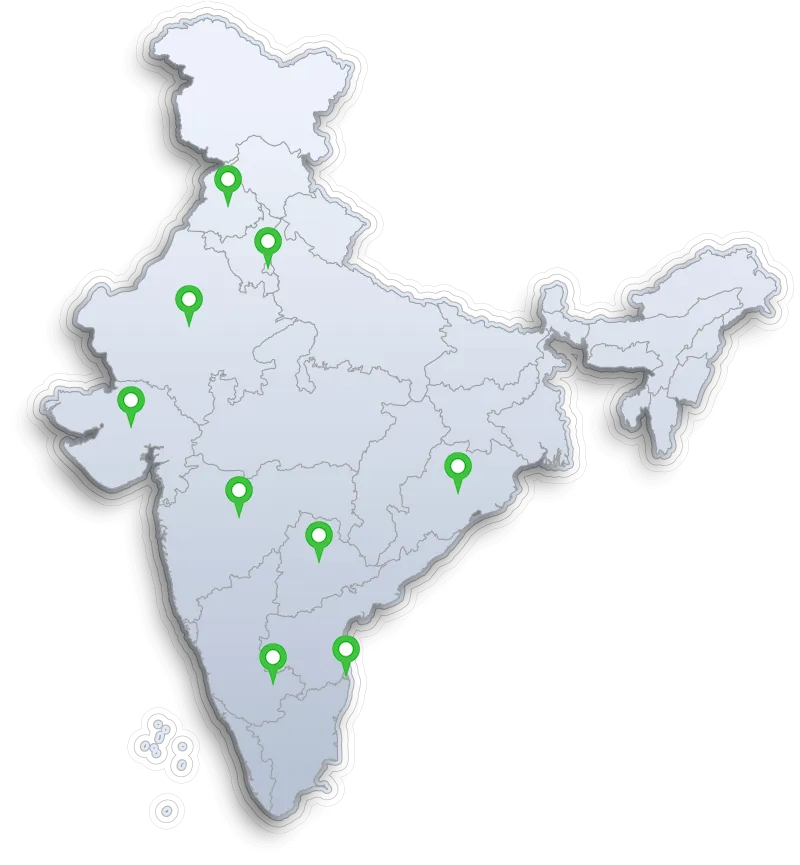 Map of India showing where we supply